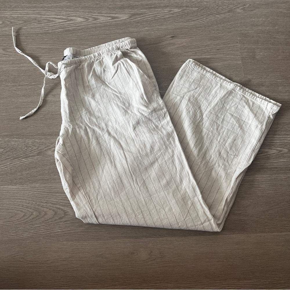 Striped linen pants- low waisted size L